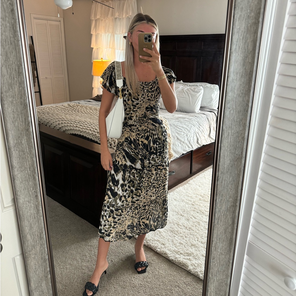 Revolve Animal Print Dress - Black And Cream